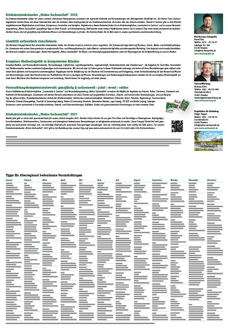 Erlebnisreisekalender "Meine SachsenZeit"